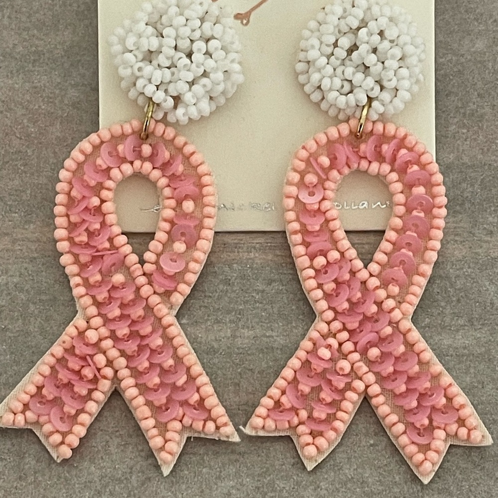 Ribbon of Hope Beaded Earrings